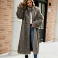 thumbnail image 4 of Akafmk Womens Faux Furs Coats,Womens Winter Coats,Womens Ladies Warm Faux Furry Long Coat Jacket Winter Solid V-neck Outerwear Front Open Jacket Outerwear, 4 of 5