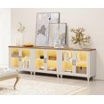 thumbnail image 4 of WAMPAT 3-in-1 Buffet Server Table, Accent Sideboard with Storage & Glass Door,Console Table for Kitchen, Dining Room, and Living Room, White & Oak, 4 of 7