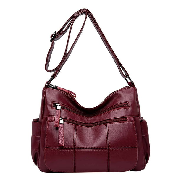 Nuevo Bolso Bandolera de Un Solo Hombro de Piel de Gran Capacidad con Múltiples Compartimentos para Mujer