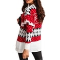 thumbnail image 6 of hirigin Women Fashion Wild Christmas Sweater Snowflake Pattern Round Neck Ruffles Long Sleeve Knitted Tops Fall Winter Pullovers, 6 of 9