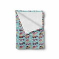 thumbnail image 2 of Turtle Soft Flannel Fleece Throw Blanket, Baby Animals in Different Colors with Ornaments on Their Backs, Cozy Plush for Indoor and Outdoor Use, 50" x 70", Pale Blue and Multicolor, by Ambesonne, 2 of 6