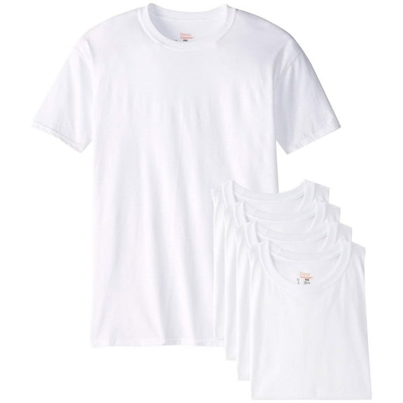 Hanes mens White TAGLESS Crewneck Undershirt 6-Pack(2135P6)-White-L