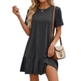 thumbnail image 2 of MOSHU Crew Neck Dresses for Women Short Sleeve Women Dresses Casual Swing Babydoll Midi Dress with Pockets, 2 of 12