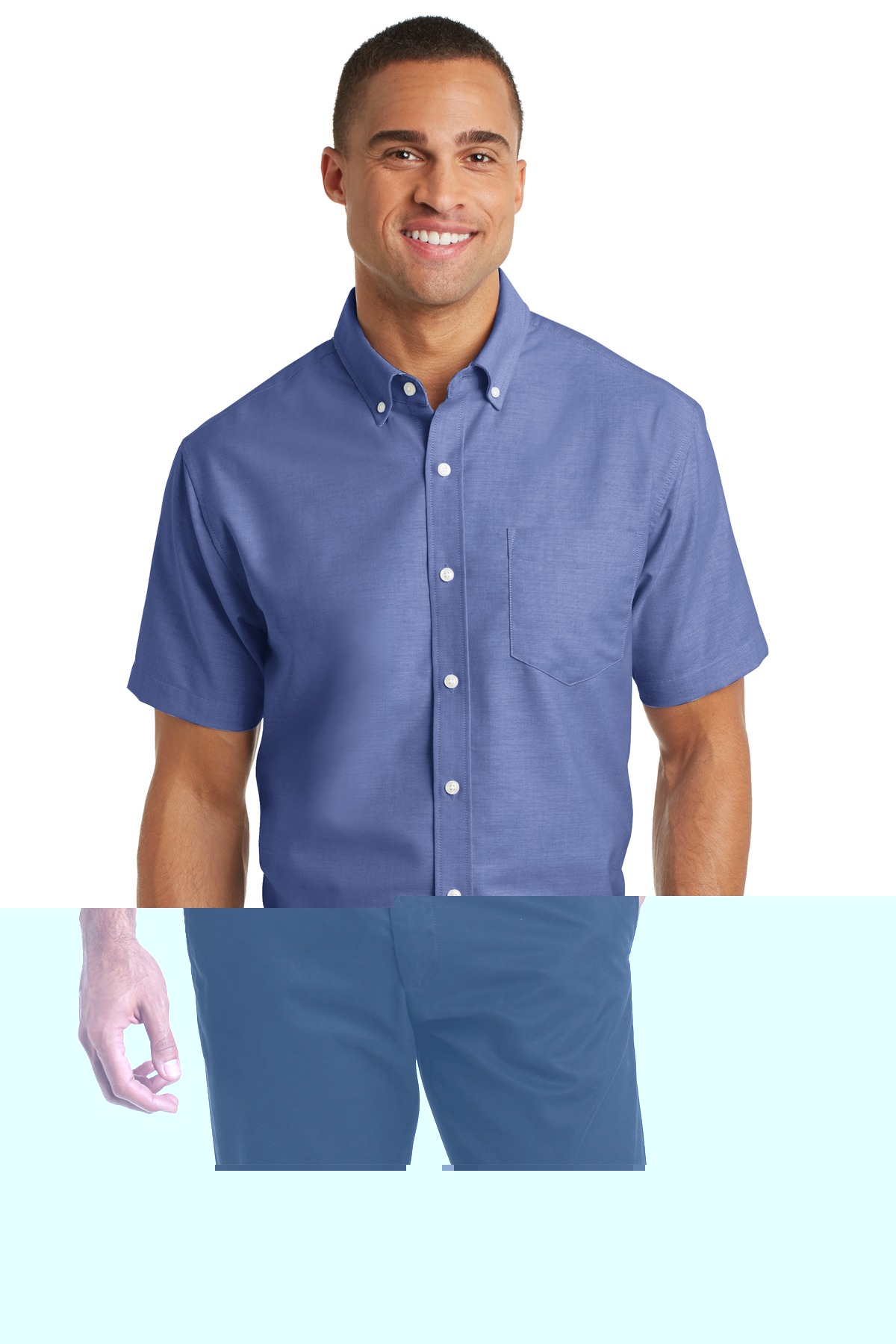 Blue, variant on Port Authority S659 Short Sleeve Shirt, Mens Casual Button Down Shirts