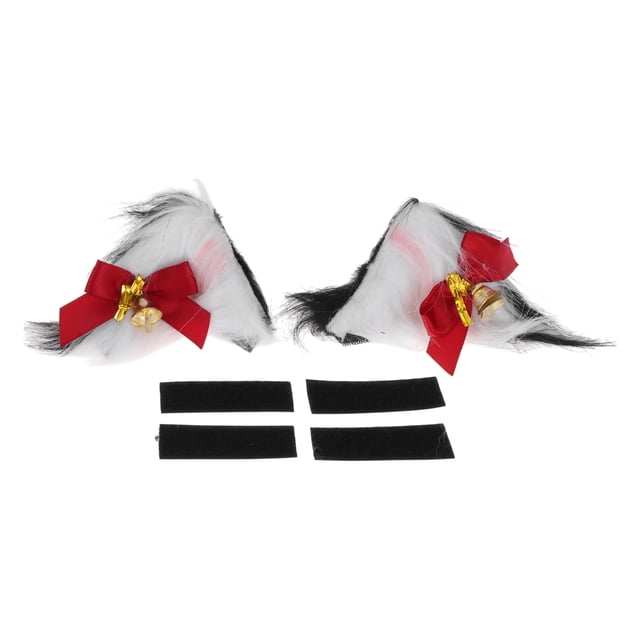 Accesorios para Casco de Motocicleta Decoración Orejas de Gato Triangulares con Lazo Rojo para Cascos de Motocicleta Bicicleta Esquí Negro Blanco Pegatina de Peluche 2 Juegos