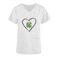thumbnail image 4 of BiZtdJrK Cute St Patricks Day Tshirts for Women Fashion Holiday Printed Short Sleeve Blouse Top Loose Fit V Neck Scrubs Tops with Pockets White S, 4 of 5