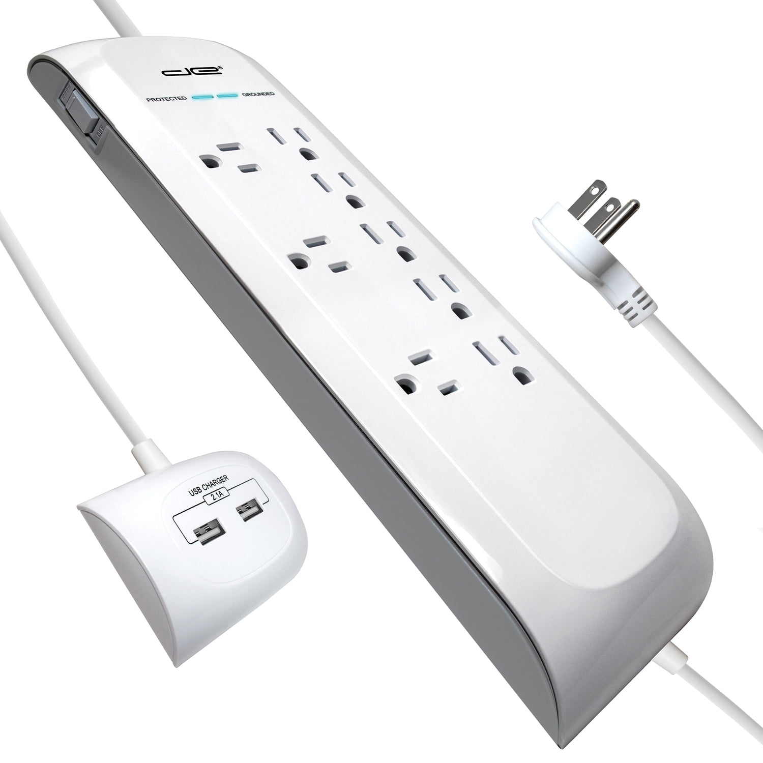 Digital Energy 8-AC Outlet and 2-USB Port 4,200-Joules Surge Protector Power Strip, 25-Ft. Cord with Flat Plug, DEE1-1109