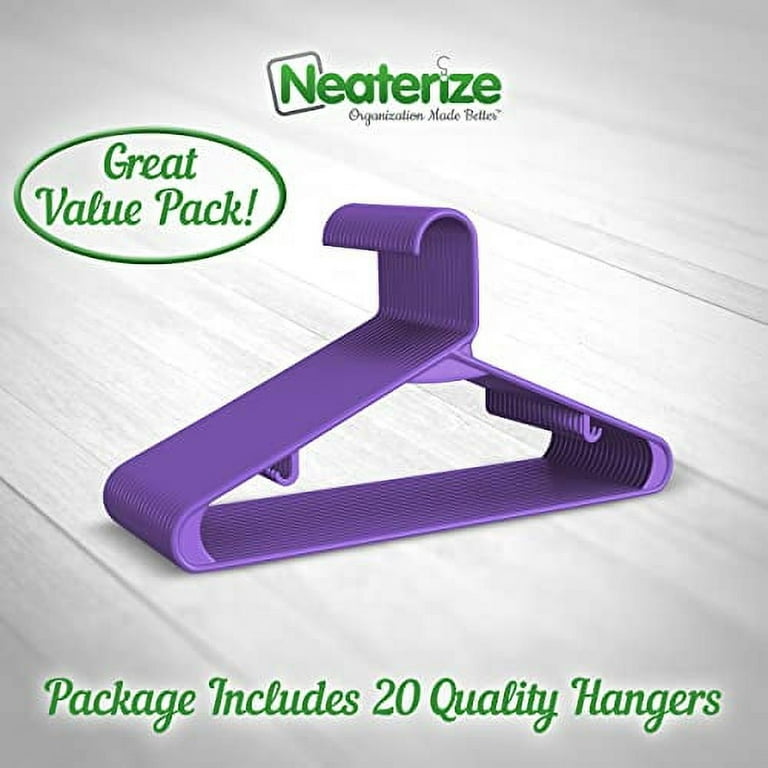 Neaterize NEATERIZE Plastic Clothes Hangers, Heavy Duty Durable Coat and Clothes  Hangers, Vibrant Colors Adult Hangers