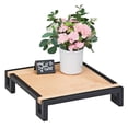 thumbnail image 1 of Cal Mil 3659-3-71 Square Buffet Riser - Maple & Black Metal - 13.5 x 13.5 x 3 in., 1 of 1