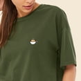thumbnail image 5 of Dalix Cappuccino Embroidered Cotton Relaxed Fit Flowy Short Sleeve Crewneck Tee Shirt Womens in Military Green L Large, 5 of 5