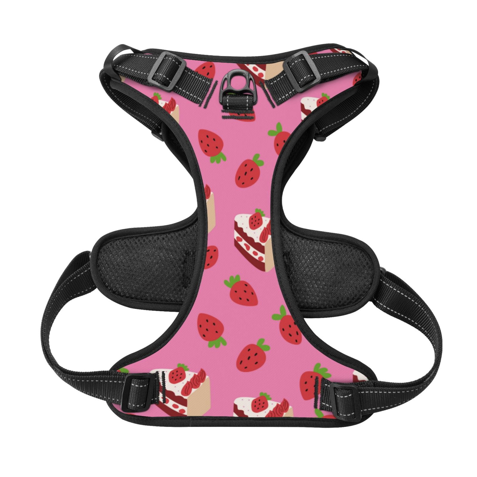 Kdxio Strawberry Cake Print No Pull Dog Harness Adjustable Reflective Oxford Easy Control Medium Large Dog Harness for Training and Everyday-Small