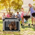 thumbnail image 4 of Gymax 37 in Portable Folding Dog Crate w/ Mesh Mat & Locking Zippers for Cat Carrier Use, 4 of 10