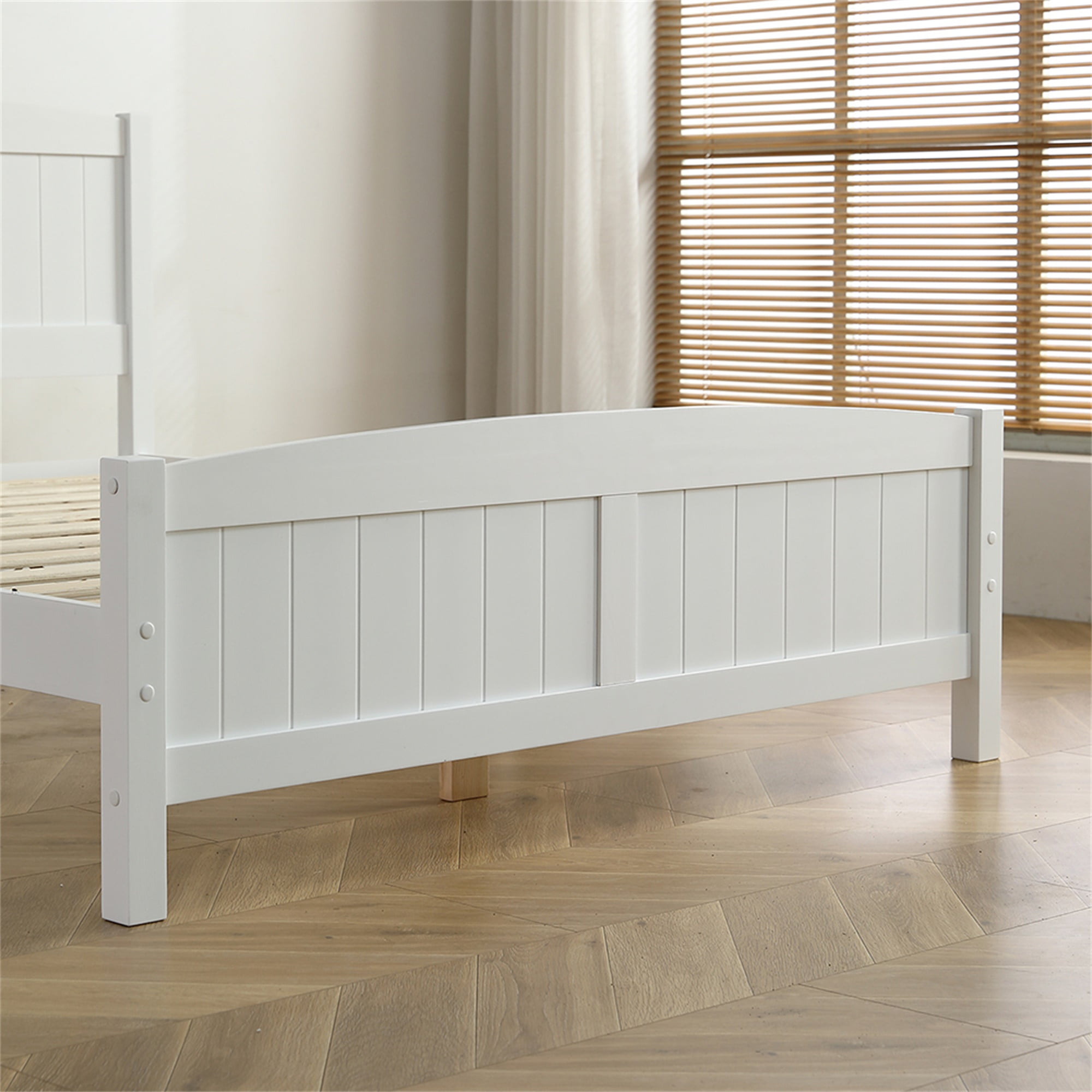 Kadyn Full Size Solid Wood Platform Bed: Bed with All Pine Single Core Vertical Stripe Full Slat Curved Headboard and Foot of Bed, Wood Bed Frame with Wood Slat Support, White Kadyn Full Size Solid Wood Platform Bed: Bed with All Pine Single Core Vertical Stripe Full Slat Curved Headboard and Foot of Bed, Wood Bed Frame with Wood Slat Support, White