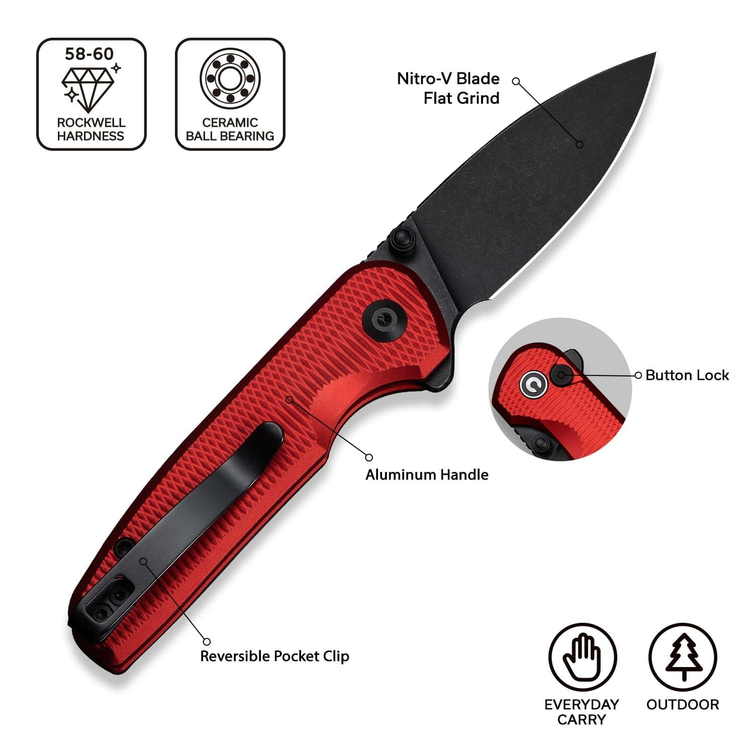 CIVIVI Mini Shakan Pocket Folding Knife with 2.48" Nitro-V Blade C20052F-2