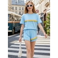 thumbnail image 5 of Girls 2 Piece Outfits Set Girl Casual T Shirt and Kids Rainbow Shorts Summer Clothes for Girls 7-14Y, 5 of 8