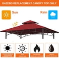 thumbnail image 3 of Eurmax 5FT x 8FT Double Tiered Replacement Canopy Grill BBQ Gazebo Roof Top Gazebo Replacement Canopy Roof（Burgundy）, 3 of 5