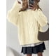 thumbnail image 3 of Suéter PRETTYGARDEN para mujer, tejido oversized con trenzas, beige, talla XL, 3 of 6