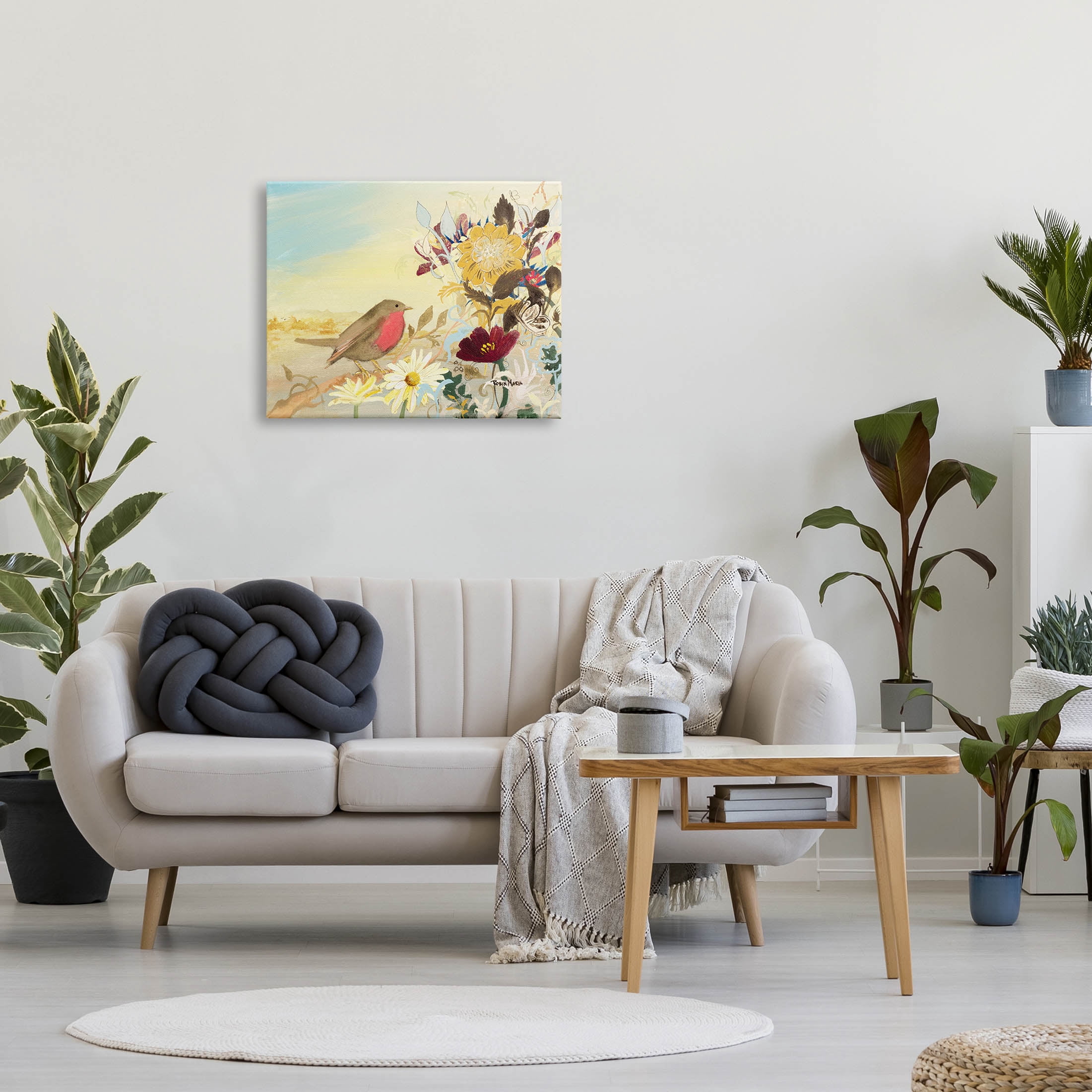 Stupell Industries Mixed Floral Bird Arrangement Painting Gallery Wrapped Canvas Print Wall Art, Design by Robin Maria