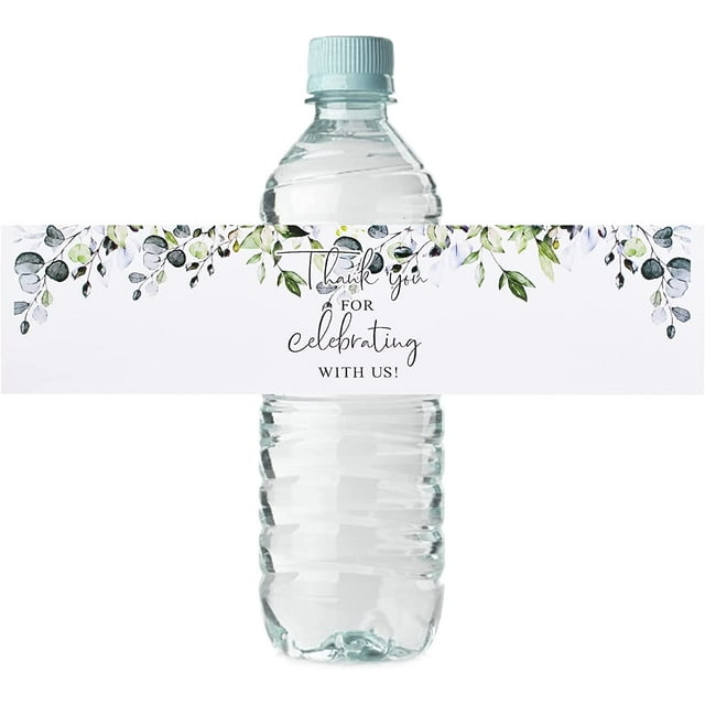 Wedding Water Bottle Labels Thank You, 50 Pcs Greenery Plant Water