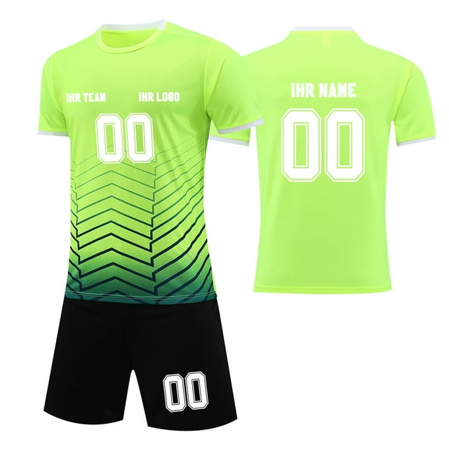 Custom Football Kit Set for Adult and Child, Name Number Team Logo DIY Family Match Personalized Jersey Shirt Shorts Set, Dad and Son Matching Outfits Green S