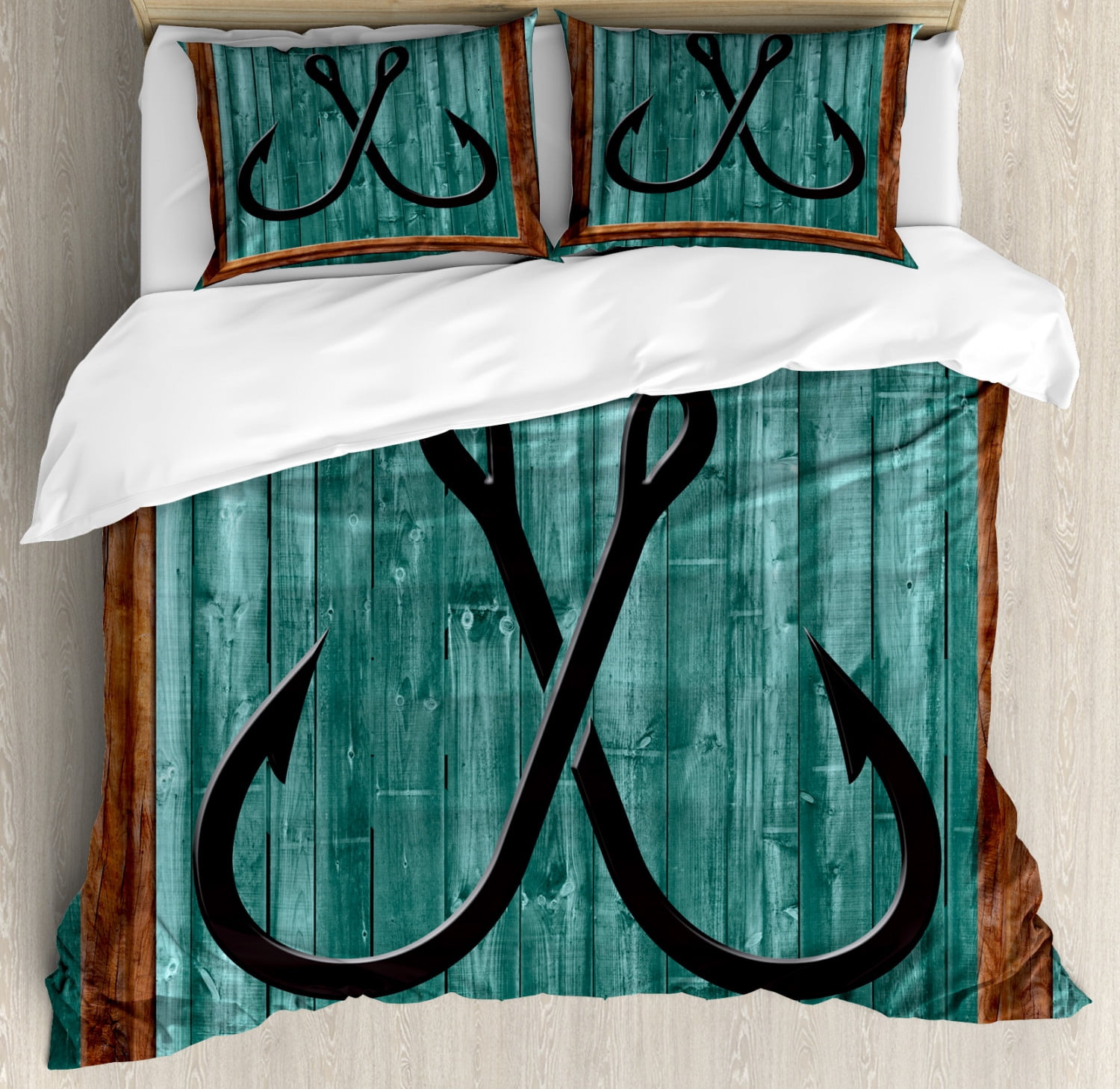Nautical Duvet Cover Set, Fishing Lures Anchor Modern ...