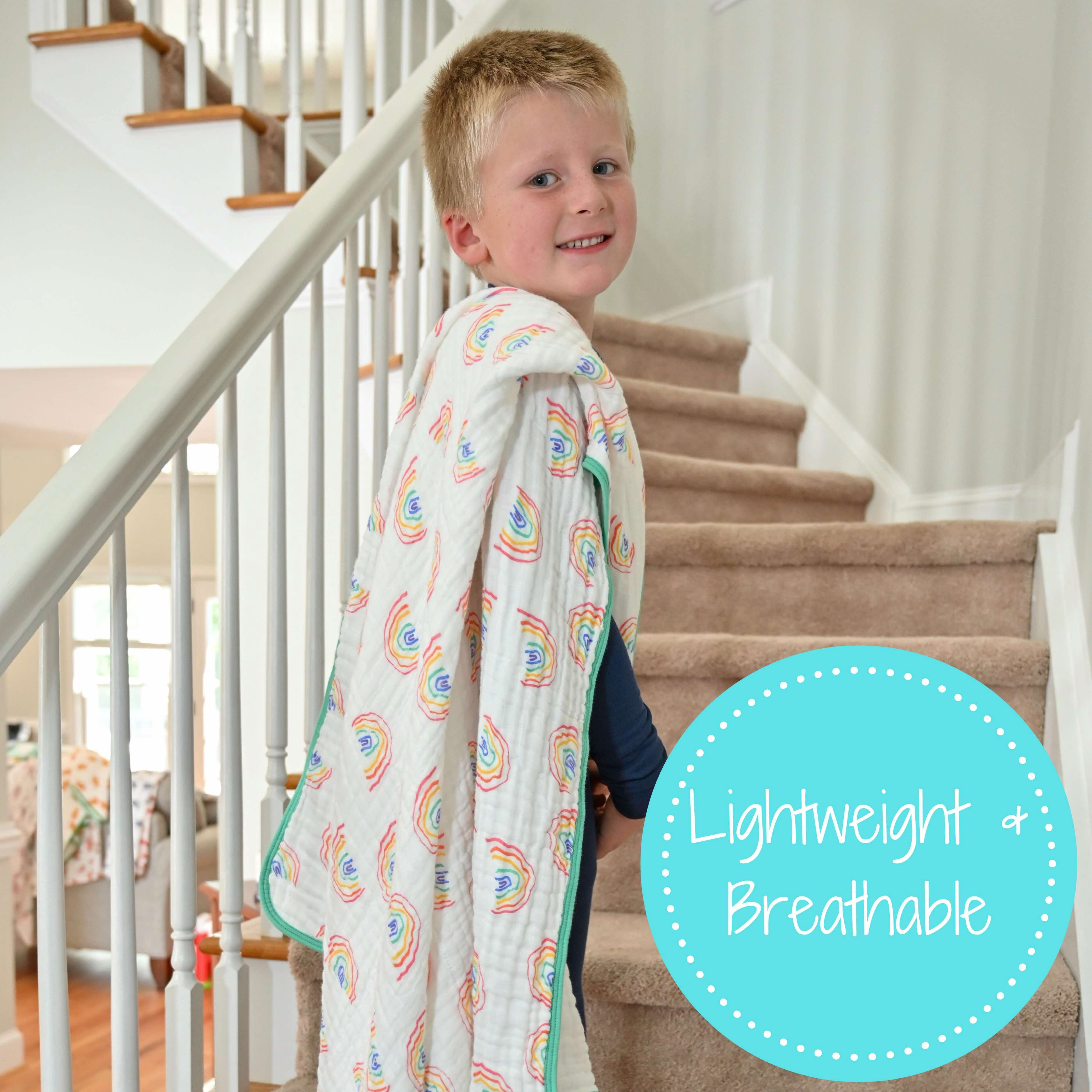 LollyBanks 100% Cotton Muslin Quilt - Rainbow Design, 47x47 Inch, Baby Toddler Blanket - View #11