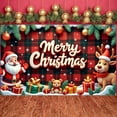 thumbnail image 2 of Plaid Pattern Christmas Banner Snowflake Design Merry Christmas Banner Santa Claus Reindeer Xmas Banner for Christmas Party Home Decoration Holiday Celebration, 2 of 7