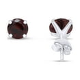 thumbnail image 3 of AFFY 3mm Round Cut Simulated Garnet Stud Earrings in 14k White Gold Over Sterling Silver, 3 of 5