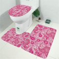 thumbnail image 2 of Pink Paisley and Floral Pattern Bathroom Rugs Sets 3 Piece,Toilet Cover Set,Absorbent Non Slip Bathroom Mats Sets with U-Shaped Contour Rug Toilet Rug Set, 2 of 5