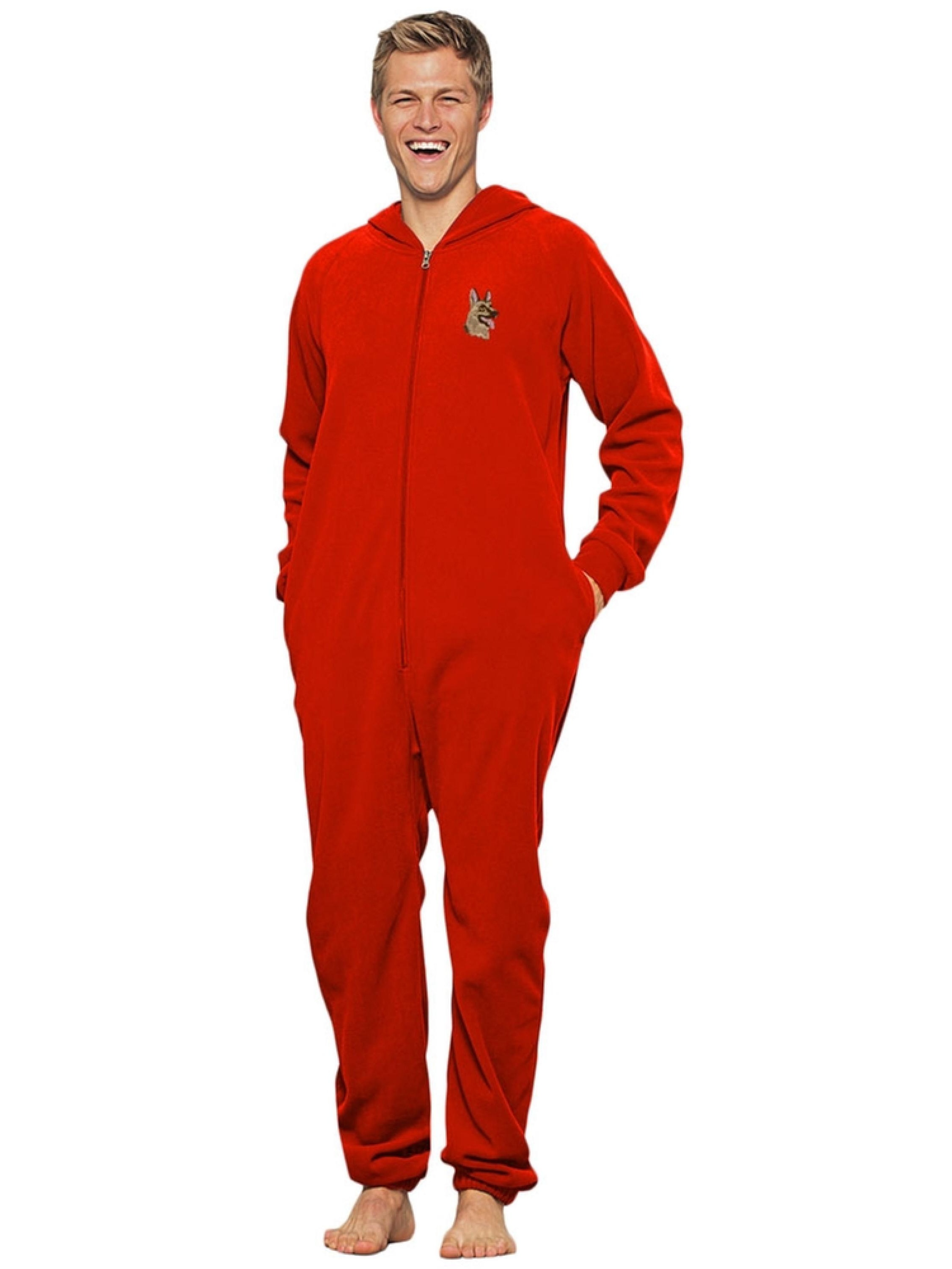 Animal World Dog German Shepherd Face Red Unisex One Piece Hooded