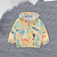 thumbnail image 2 of Mercatoo Toddler Boys Raincoat Kids 𝐇ooded Jacket Zipper Cotton Linner Dinosaur Graphic Lightweight Windbreaker Casual Clothes, 2 of 4