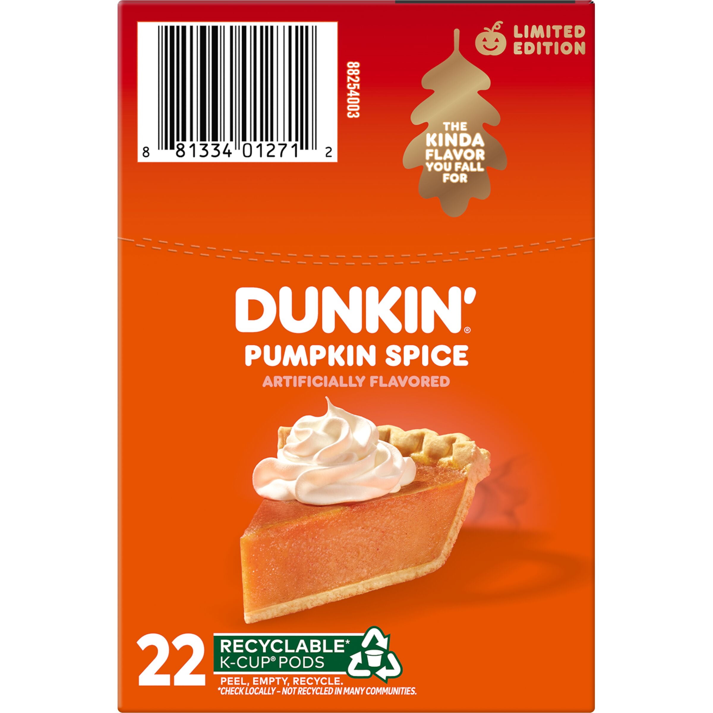 (88 Count) Dunkin' Pumpkin Spice Flavored, Medium Roast K-Cup Coffee Pods