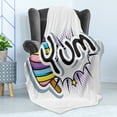 thumbnail image 4 of Yum Soft Flannel Fleece Throw Blanket, Pop Art Style Typography Colorful Ice Cream Stick Fun Culture Childish Illustration, Cozy Plush for Indoor and Outdoor Use, 60" x 80", Multicolor, by Ambesonne, 4 of 5