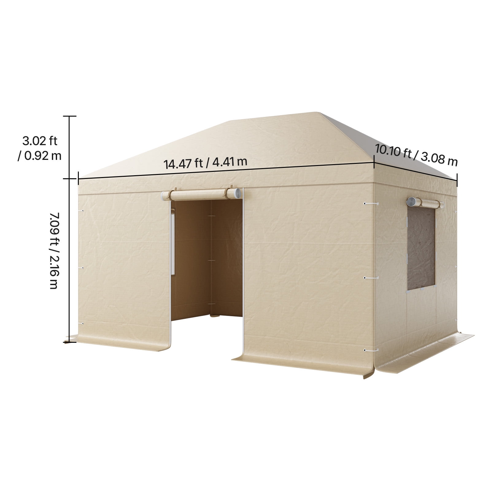 VEVOR Winter Gazebo Cover Fits 10 x 14 ft Hardtop Gazebos, All-Weather Gazebo Cover with Sidewalls & Mesh Windows, High-Density PE Material, Enclosed Storage Shelter Covers, Gazebos not Included
