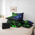 thumbnail image 6 of Feelyou Green Blue Gamepad Twin Bedding Sets 7-Piece for Teen, Video Games Controller Bedding Comforter Set, Neon Glowing Honeycomb Reversible Sheet Sets, Ultra Soft Bedroom Decor, 6 of 8