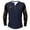 Navy, variant on Mens Distressed Henley Shirts Western Aztec Printed Patchwork Long Sleeve Button T-shirt Big and Tall Retro Viking Tops Lightweight Collarless Shirt Navy L