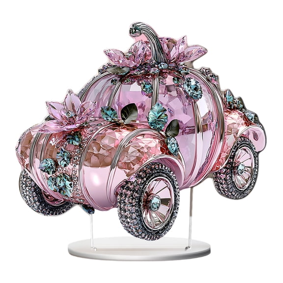 Decorr Halloween Acrylic Tabletop Decor, 7.87" Pink Cute Ghost Pumpkin Freestanding Ornament, 2D HD Print Waterproof Halloween Decorations for Farmhouse Mantel Tiered Tray &Fall Home Layout