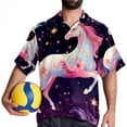 thumbnail image 4 of Starry Unicorn Men's Button Down Spread Collar Casual Printed Short Sleeve Summer Beach Unisex Shirts, 4 of 6