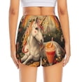 thumbnail image 3 of Picia Countryside Fruit White Horse Pattern Women's 2 in 1 Athletic Running Shorts High Waisted Workout Casual Gym Sweat Shorts with Comfy Liner Zipper Pockets-Small, 3 of 9