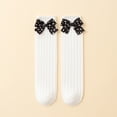 thumbnail image 2 of Xijirk Girls Heart Bow Calf Socks Vertical Ribbed Cute Decorative Toddler Socks for Little Girls 0-12 Years, 2 of 4