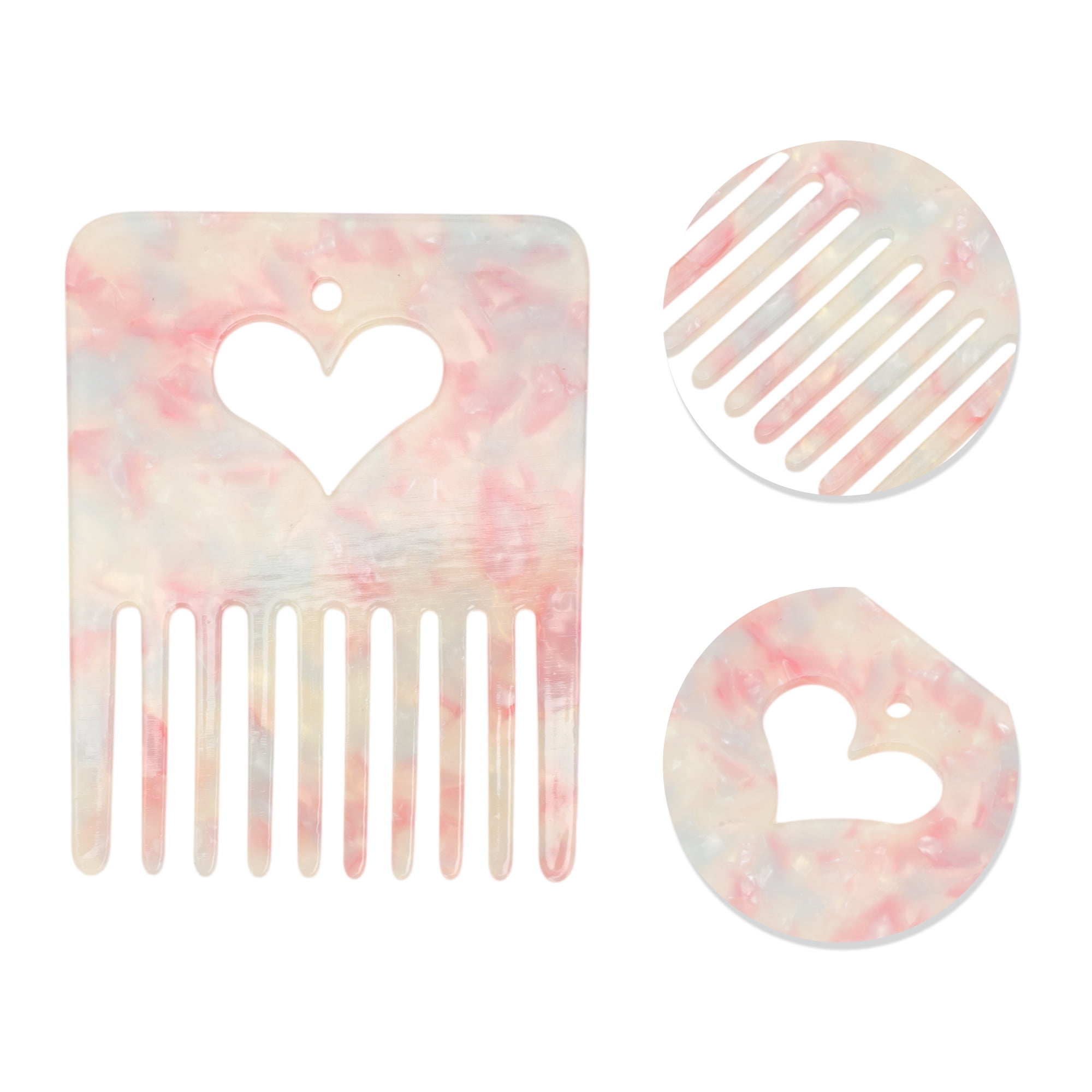Unique Bargains 1 Pc Portable Heart Shaped Hair Insert Comb for All Hair Types Pink