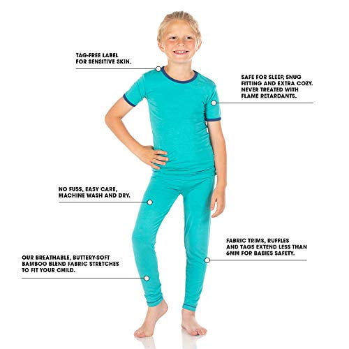 Snug Fitting PJ’s Ultra Soft Graphic Pajama Set with Short Sleeves KicKee Pants