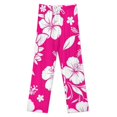 thumbnail image 3 of Hibiscus Floral Pink Pattern Pajamas Leisure Trousers Soft Warm Sleepwear Bottoms Loose Retro Nightwear, 3 of 6