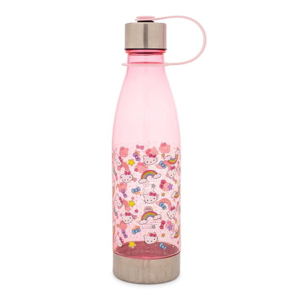 Botella de agua de plástico Silver Buffalo Sanrio Hello Kitty con estampado de estrellas en colores pastel y tapa resistente a fugas, jarra deportiva grande de plástico, con capacidad para 20 onzas