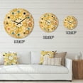 thumbnail image 4 of Designart 'Golden Floral Retro I ' Mid-Century Modern Wood Wall Clock, 4 of 5