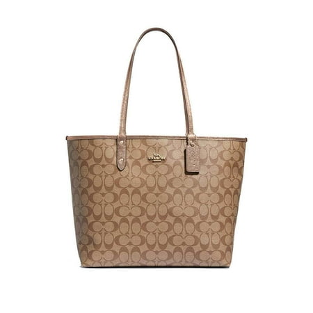 New Womens Coach F39518 Reversible Signature Rose Gold City Tote Bag Handbag
