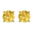 thumbnail image 3 of 4 ct Screw-Back Stud Earrings for Women | 8.0mm Round Cut Simulated Yellow Diamond | 18K Yellow Gold, 3 of 5