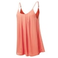thumbnail image 2 of A2Y Women's Relaxed Fit Wool Dobby Woven Double Layer Spaghetti Cami Pleated Top Desert Rose 1XL, 2 of 6