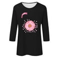thumbnail image 4 of Alkepwun Women's October Pink Shirt Breast Cancer Fighter T-Shirt Sunflower Graphic Tees Casual 3/4 Sleeve Tops, 4 of 4