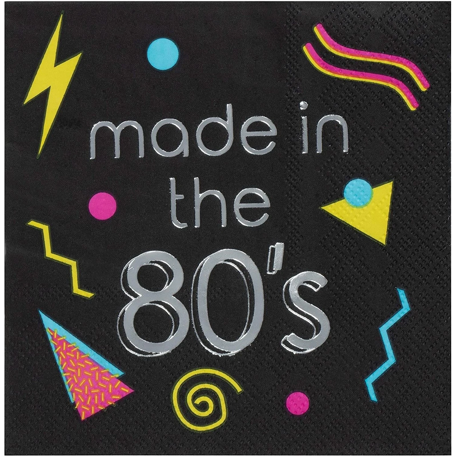 RIVEN - 80S Cocktail Napkins - 50-Pack Made In The 80S In Silver Foil Disposable Napkins